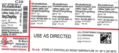 60760-865 (Butalbital Acetaminophen Caffeine 60760 865 12)